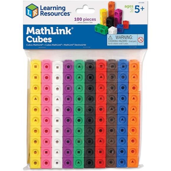 Kids Learning Resources MathLink Cubes 100 Cubes Set Ages 5+ Kindergarten - Picture 1 of 6